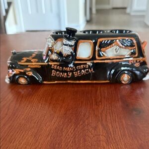 Boney Bunch Halloween Hearse Figurine - Black and Orange